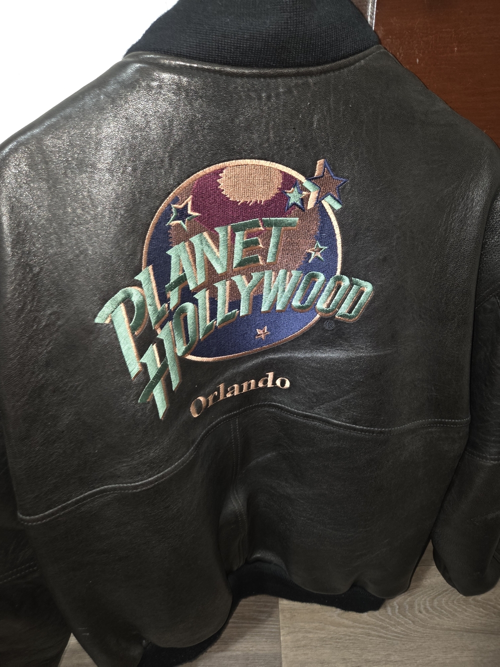 Vintage 90s Planet Hollywood Orlando Reversible Leather Jacket L
